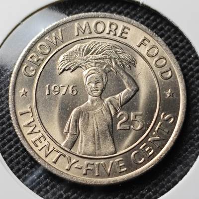 KK钱币收藏小铺 套币 好品/批量散币专场 周末发货 -  1976利比里亚25分 好品
