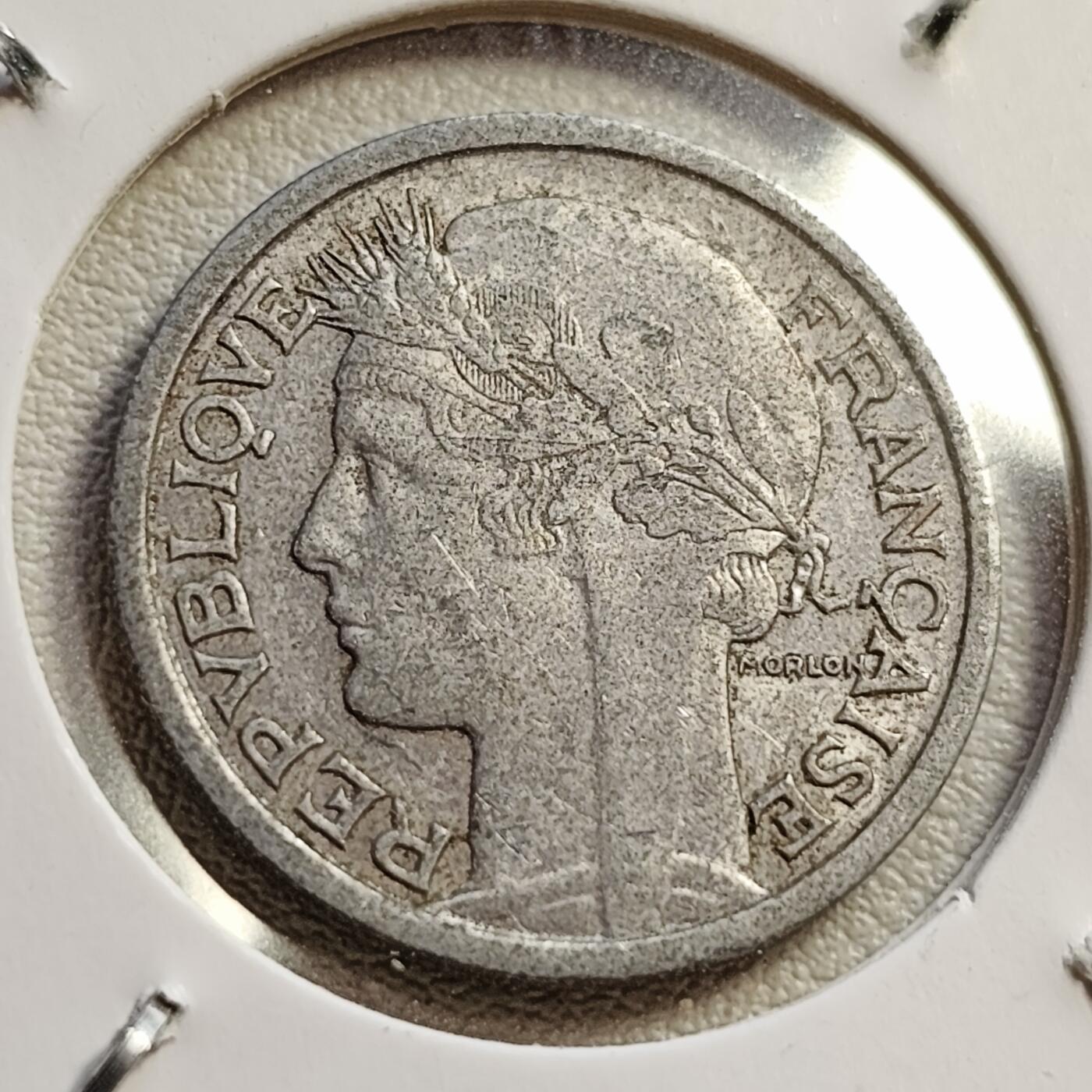 泉币菌-第42场-各国散币 法国1946年1法郎铝币 23mm 谷物女神 