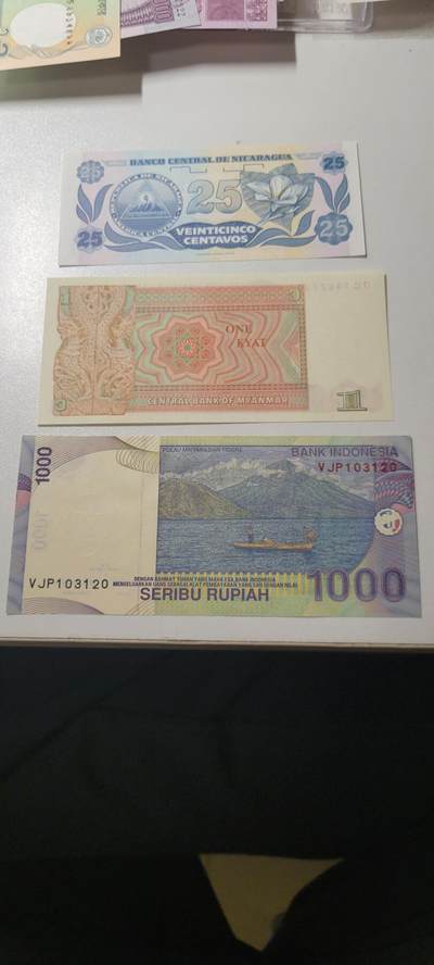 2025第十七期 纸币均有灯光 外国纸币三张均为UNC