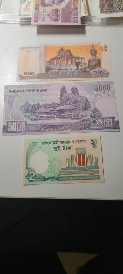 2025第十七期 纸币均有灯光 外国纸币三张均为UNC