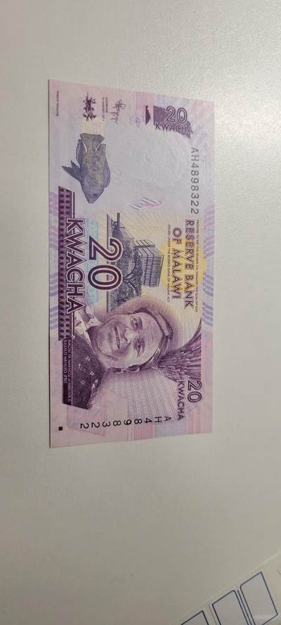 2025第十七期 纸币均有灯光 马拉维20克瓦查2012年版 全新UNC