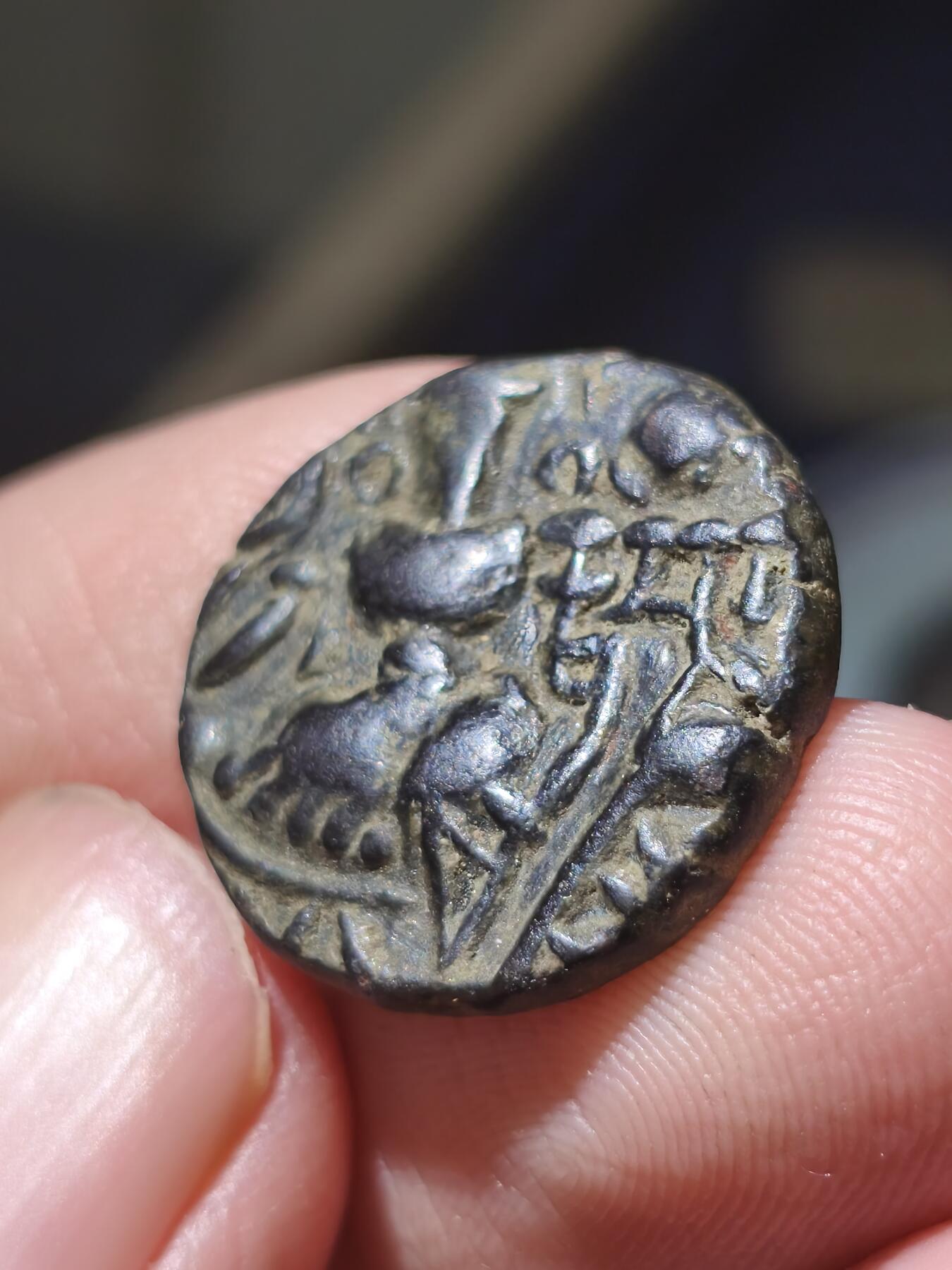 星盘钱币6.28外国古典币专场 极美品克什米尔·洛哈拉王朝 萨姆格拉玛铜币，正面国王像，背阿多克索