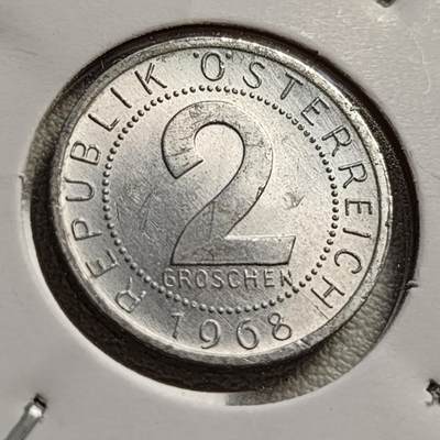 泉币菌-第42场-各国散币 - 原光 奥地利1968年 2格罗申铝币 18mm