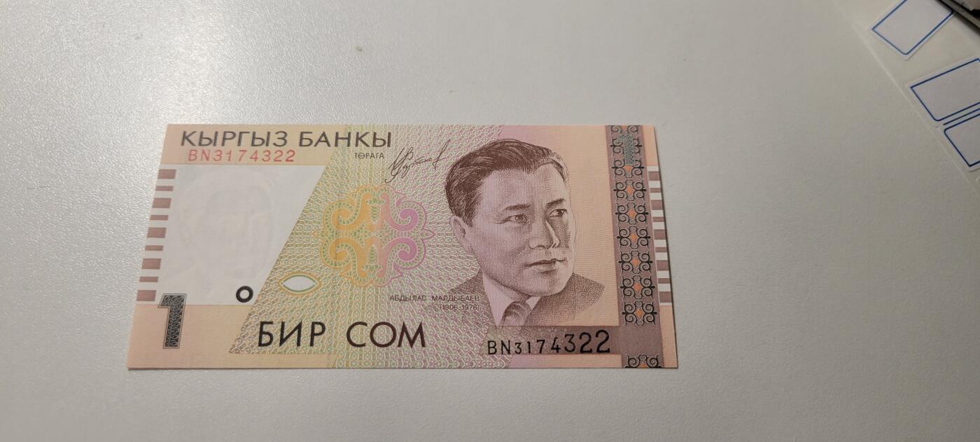 2025第十七期 纸币均有灯光 吉尔吉斯斯坦1索姆1999年版全新UNC