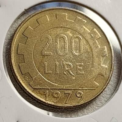 泉币菌-第42场-各国散币 - 意大利1979年200里拉 丰收女神 齿轮 铝青铜币 外国硬币 24mm 