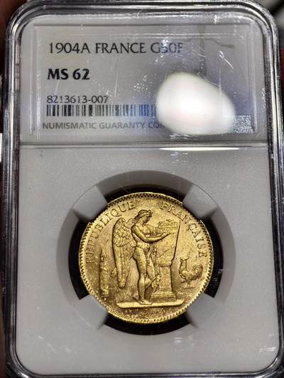 NGC-MS62法国1904年天使50法郎金币 - NGC-MS62法国1904年天使50法郎金币