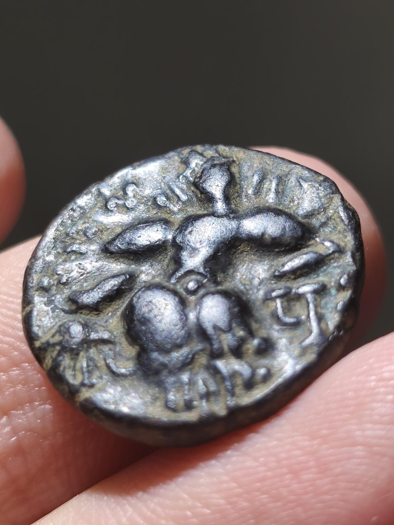 星盘钱币6.28外国古典币专场 极美品克什米尔·洛哈拉王朝 萨姆格拉玛铜币，正面国王像，背阿多克索