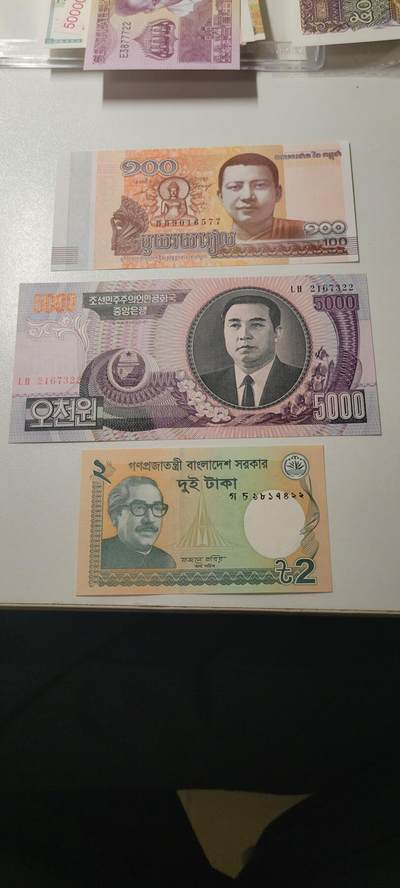 2025第十七期 纸币均有灯光 外国纸币三张均为UNC