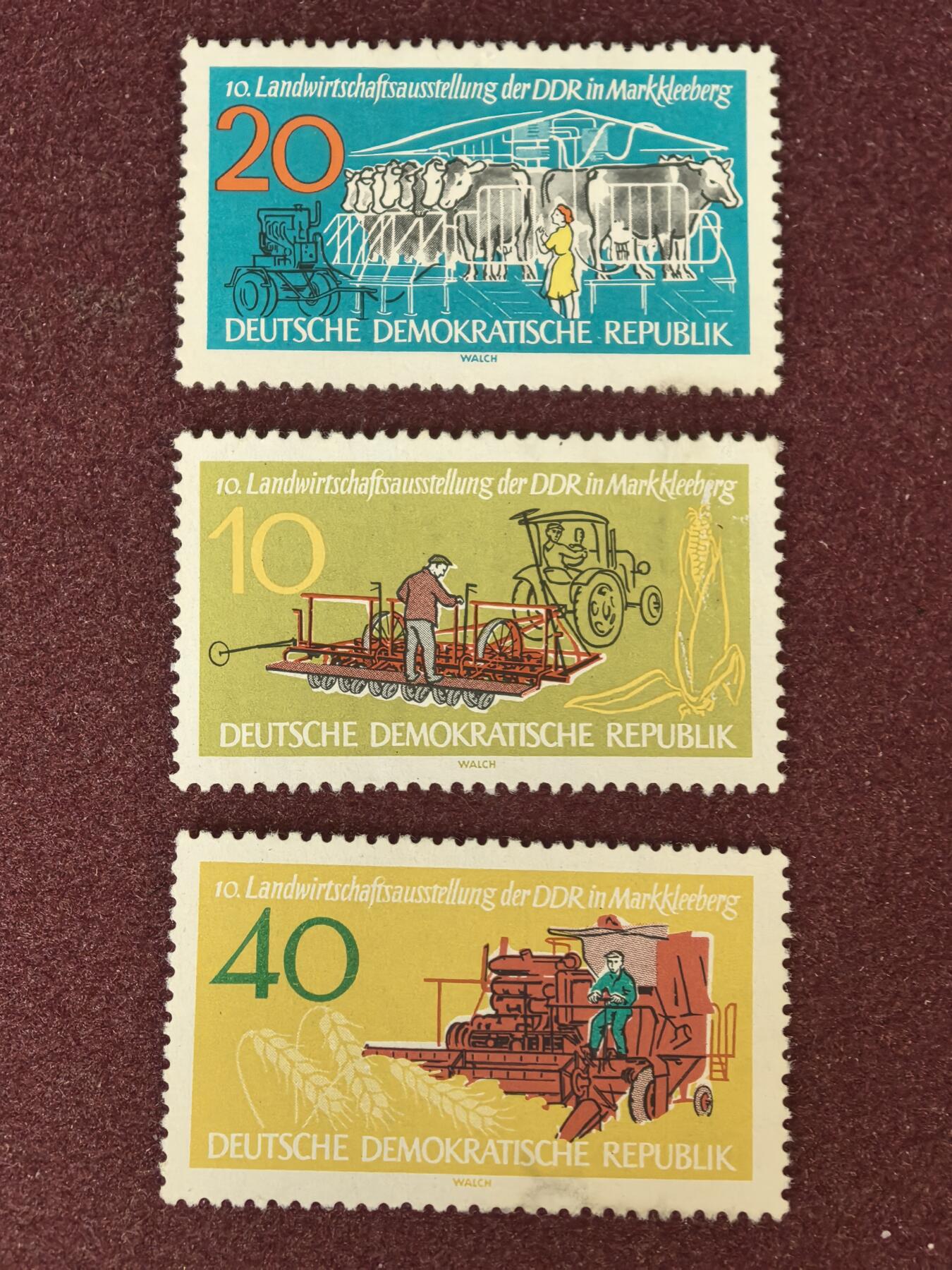 联合阁邮币社™ ——“精品多国邮票” 东德1962年 第10届农业展览会 3全 (背有掉胶)