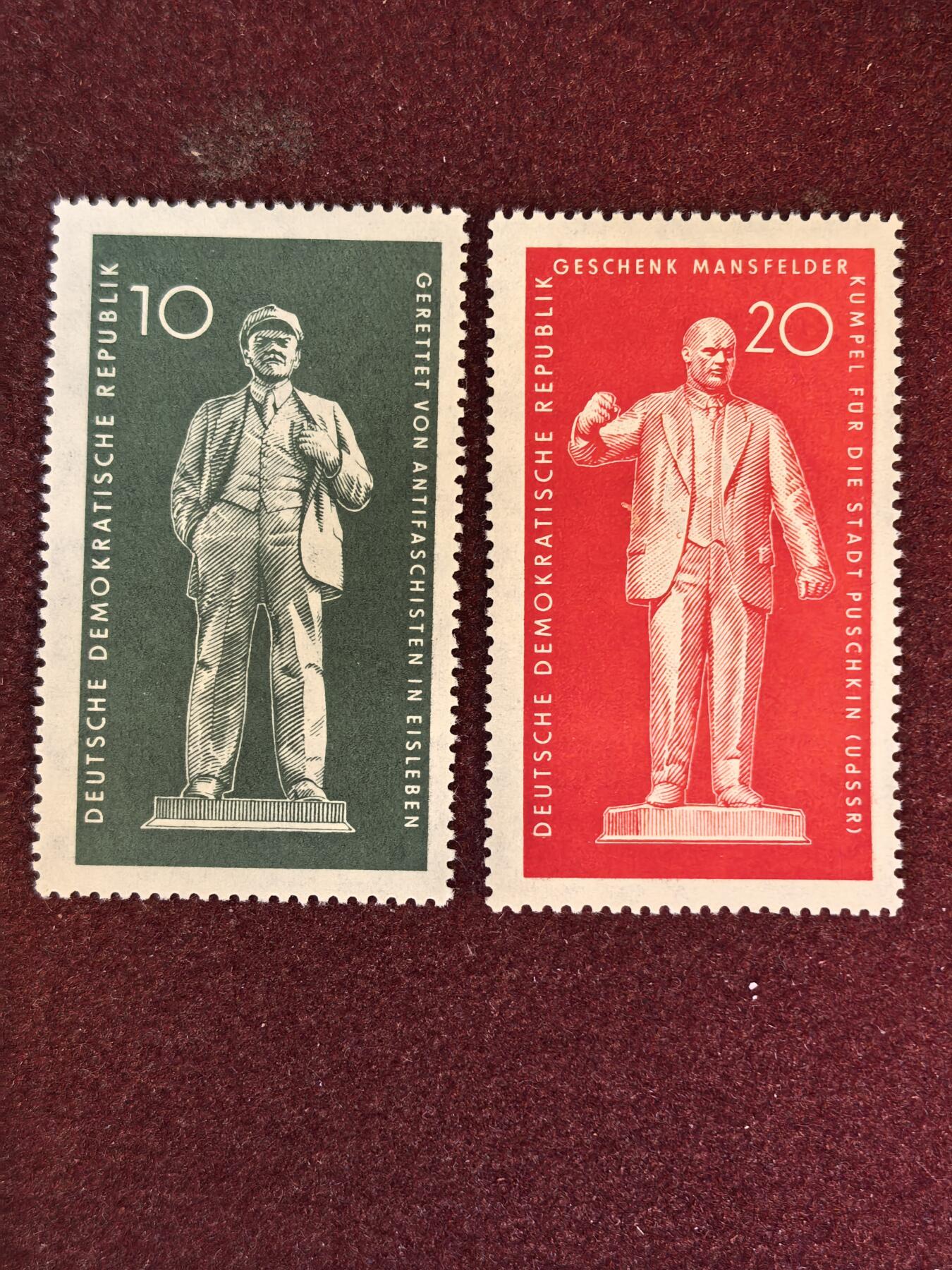 联合阁邮币社™ ——“精品多国邮票” 民主 1960年 列宁、台尔曼纪念碑落成 2全 (背有掉胶)