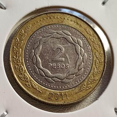 泉币菌-第43场-各国钱币 - 阿根廷 太阳之子2比索双色币 24.5MM 