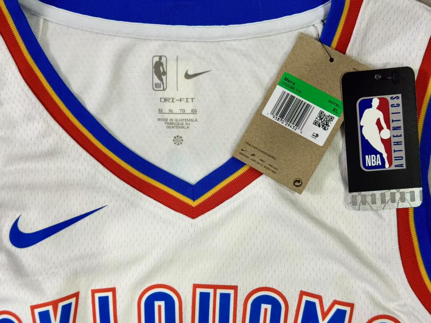 零元拍：NBA新科总冠军俄克拉荷马城雷霆队核心谢伊-吉尔杰斯-亚历山大亲签雷霆队NIKE 联盟限定球衣，本尊尺码，必入之选！