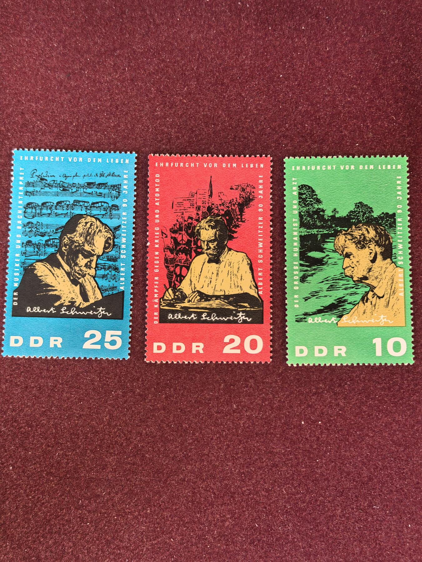 联合阁邮币社™ ——“精品多国邮票” 德国1965 诺贝尔和平奖获得者 3全 (背有掉胶)