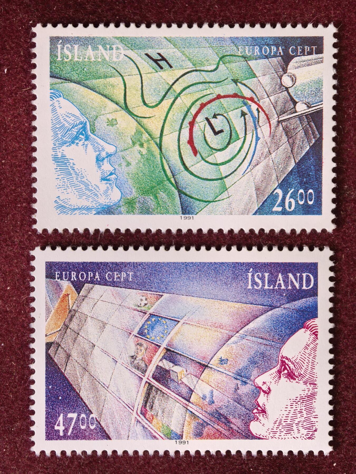 联合阁邮币社™ ——“精品多国邮票” 冰岛1991年 航空航天空间研究 2全新