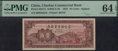 察哈尔商业钱局1935年(民国二十四年)壹角(1角) 盖张家口 无47 实物图 - 察哈尔商业钱局1935年(民国二十四年)壹角(1角) 盖张家口 无47 实物图