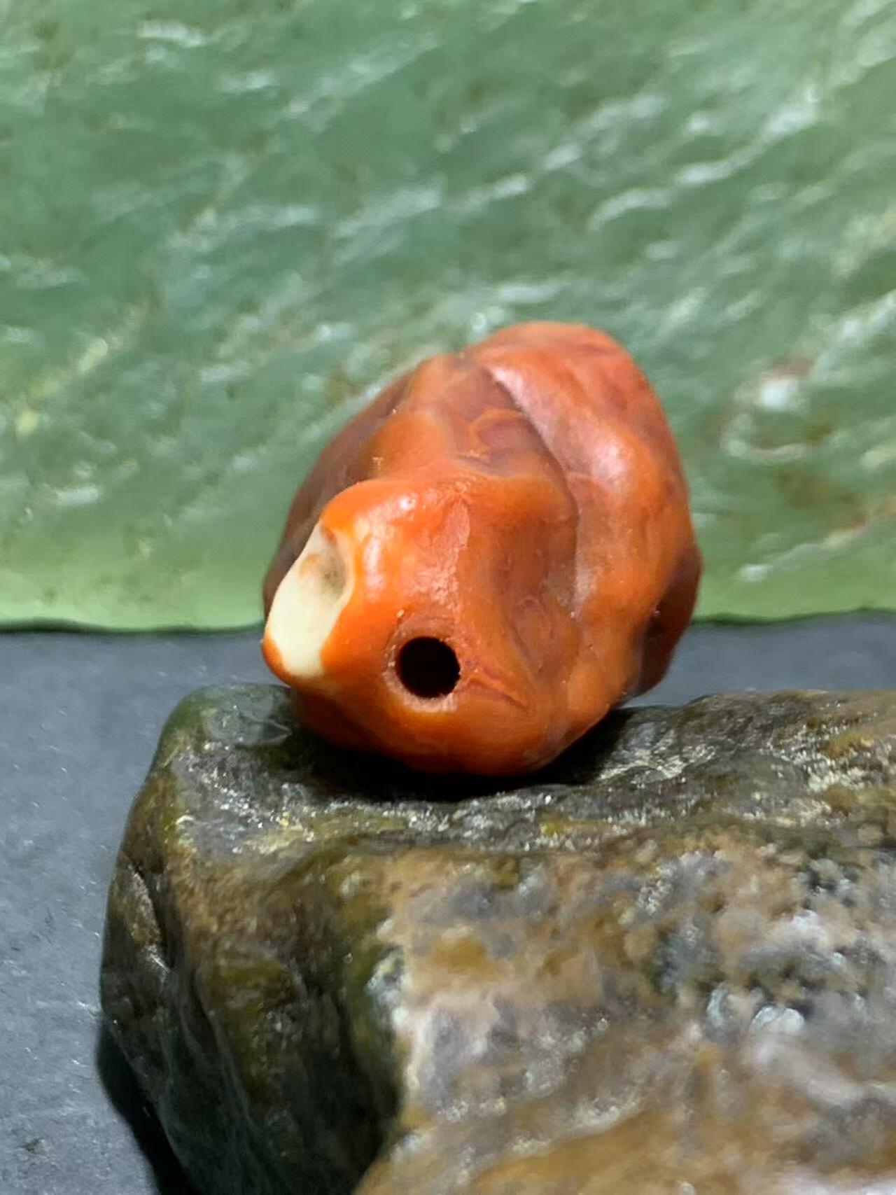 放福利！天然阿拉善三色筋脉玛瑙珠 单颗原石散珠 文玩配饰精品