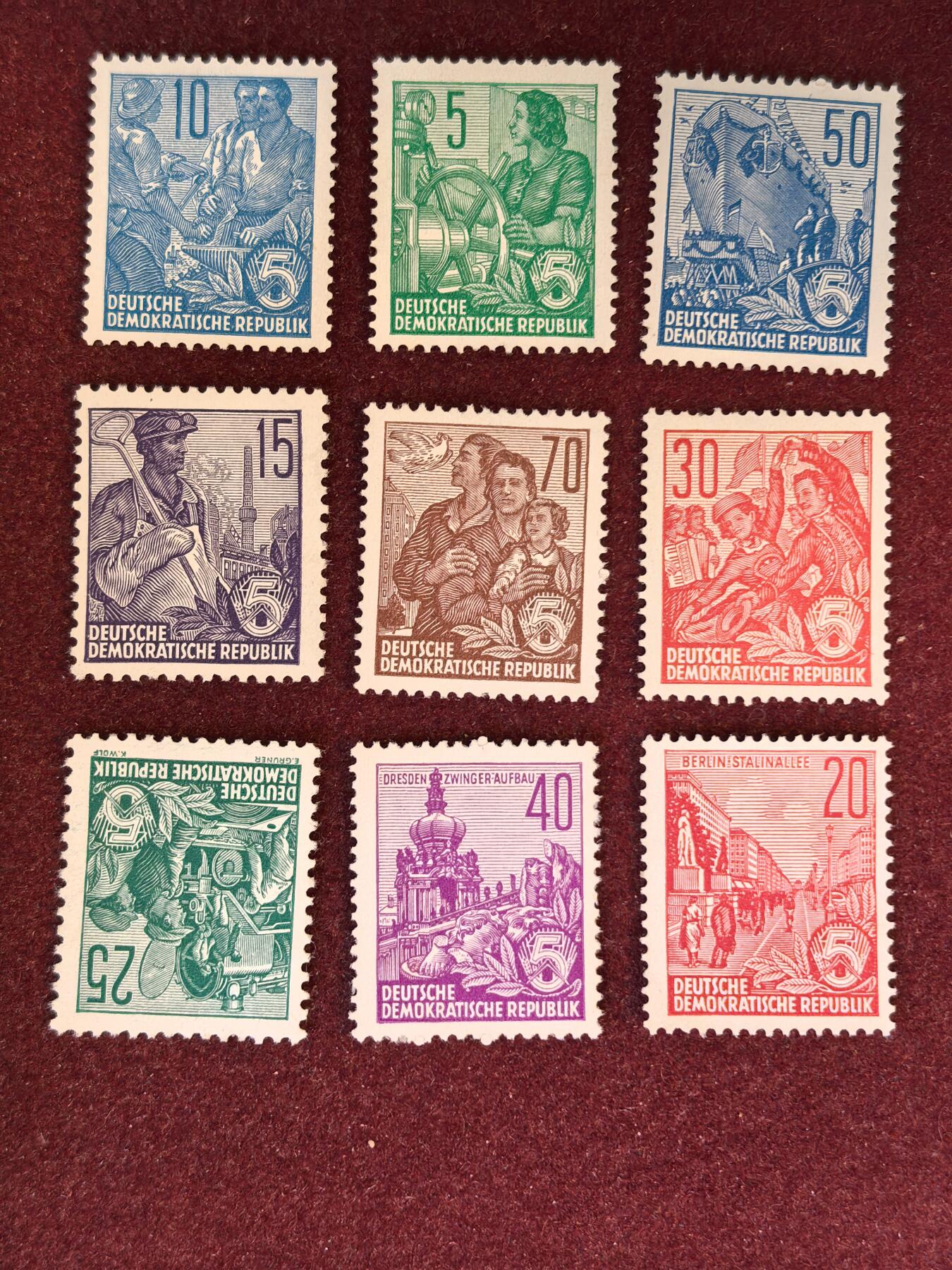 联合阁邮币社™ ——“精品多国邮票” 德国1955年 5年计划 全套  (背有掉胶)
