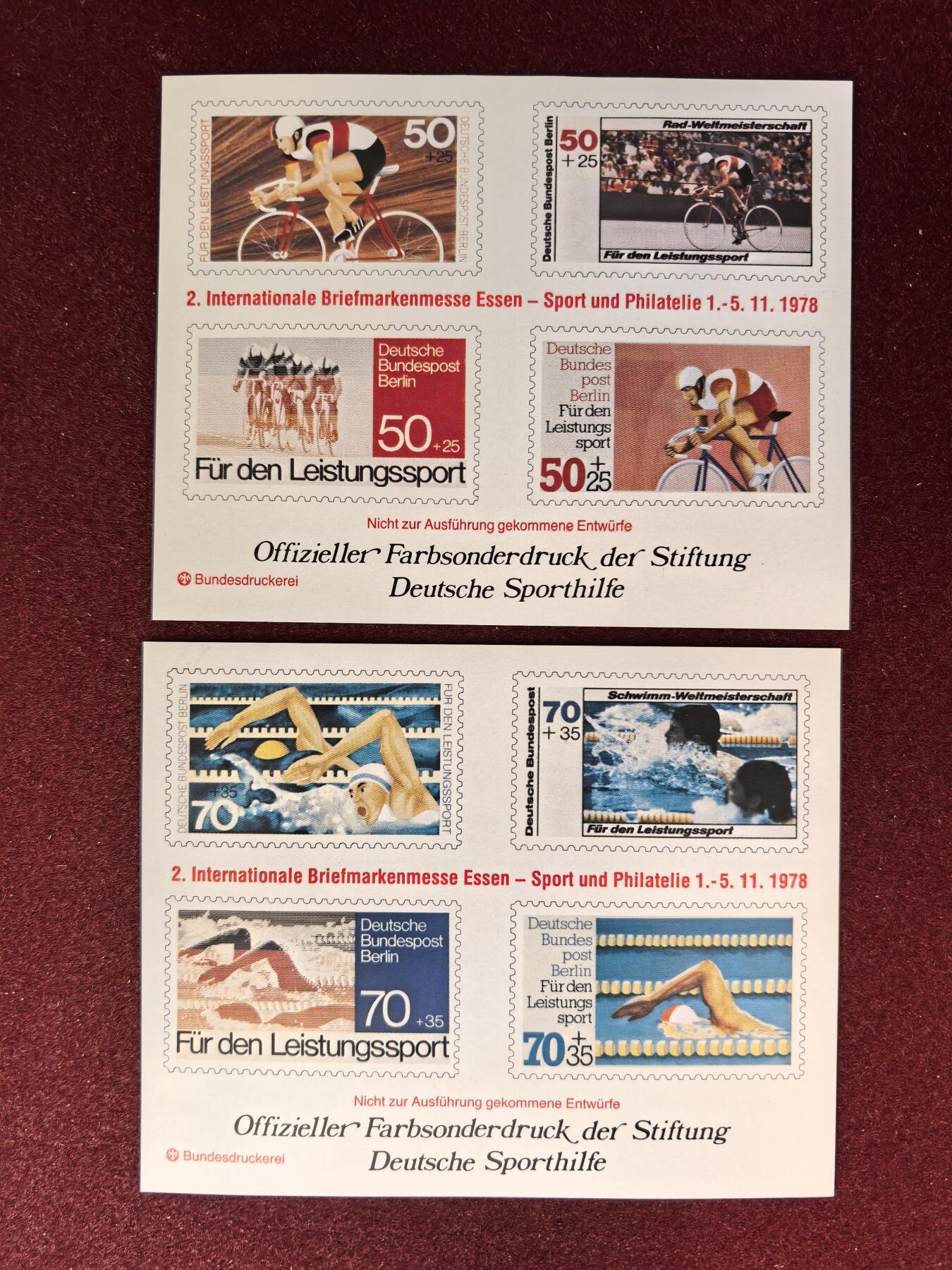 联合阁邮币社™ ——“精品多国邮票” 德国1978埃森邮展-自行车未发行邮票印样