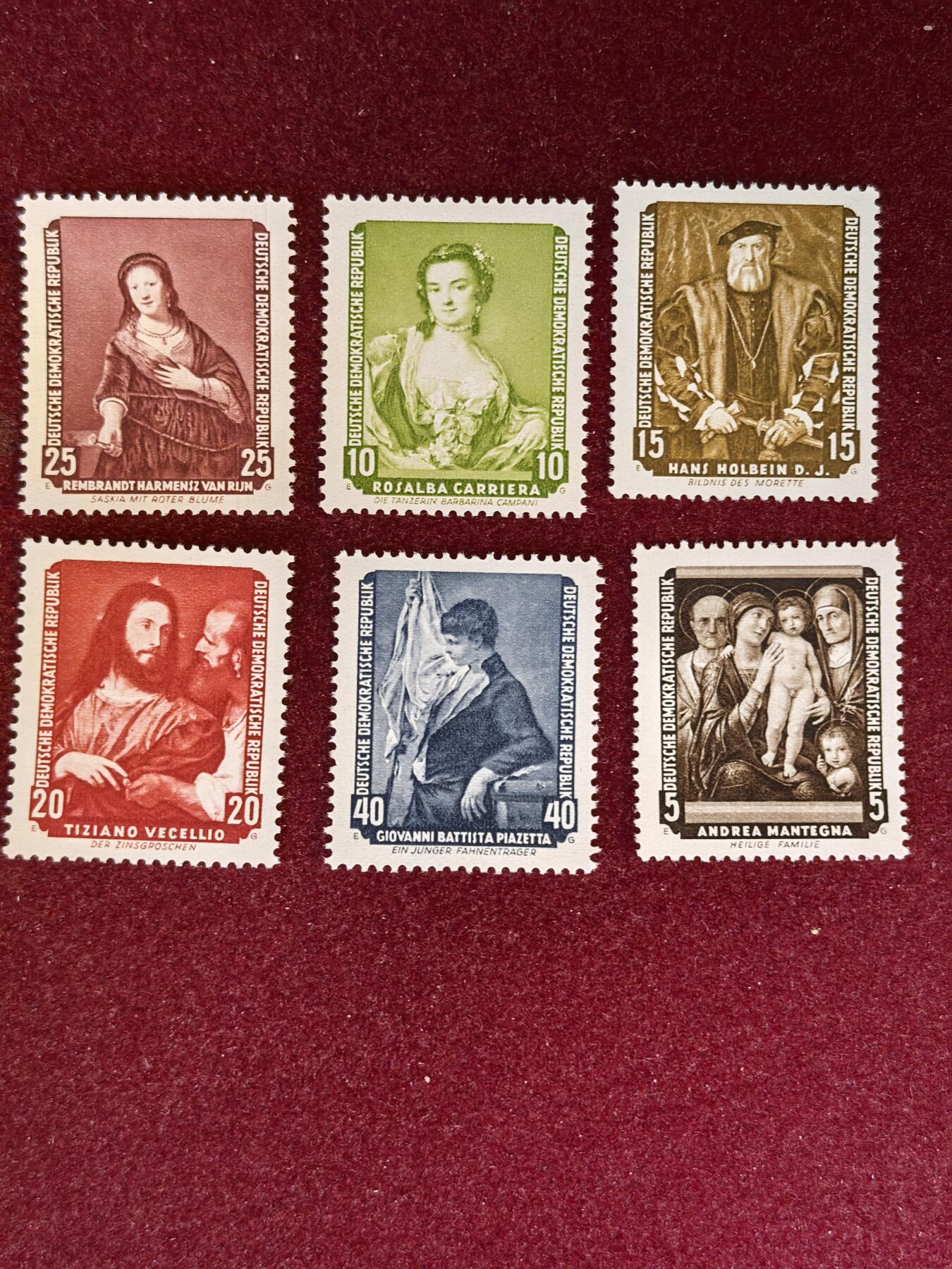 联合阁邮币社™ ——“精品多国邮票” 德国1957年 德累斯顿美术馆珍藏名画 全套  (背有掉胶)