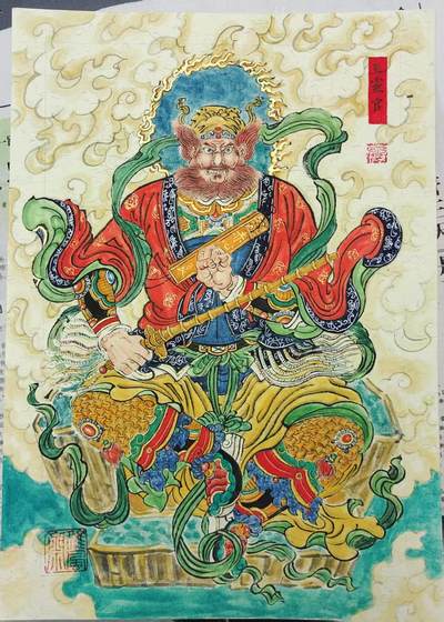 天玑星卡拍第一百期《6.30 周一截拍》持续收拍收评中 满赠卡需备注 - 【手绘画】张先军绘 王灵官 A4尺寸 已装裱 本链接单独到付发出