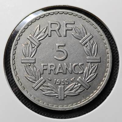 KK钱币收藏小铺 套币 好品/批量散币专场 周末发货 -  1935法国5法郎 镍币 少见镍币版！