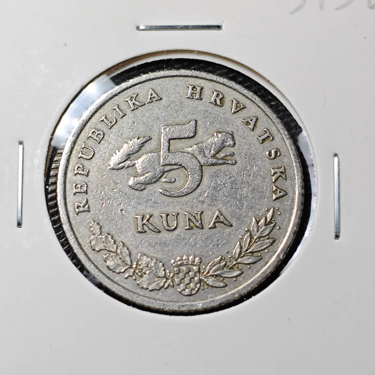 KK钱币收藏小铺 第303期 2月预留时间 周末发货 2000克罗地亚5库纳 偶年份少见