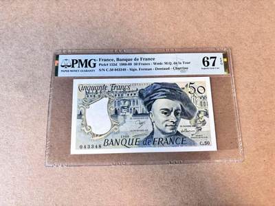 【Blue Auction】第685期——法国纸币专场Part I (1962-2000) - 【p152d】法国 1988年50法郎 拉图尔PMG67EPQ 高分