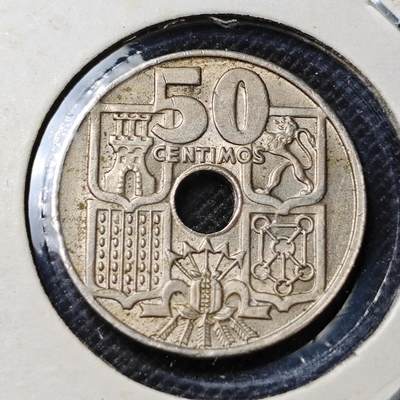 KK钱币收藏小铺 第303期 2月预留时间 周末发货 - 1949西班牙50分 