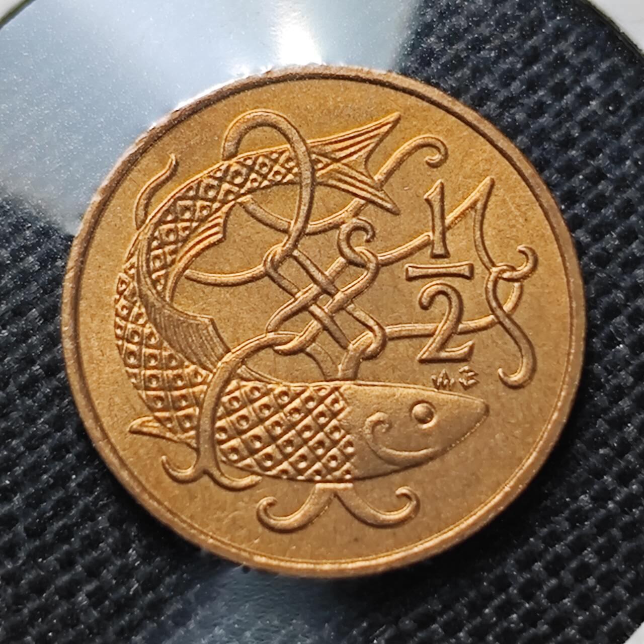 KK钱币收藏小铺 第303期 2月预留时间 周末发货 1980马恩岛1/2半便士 铜币 好品