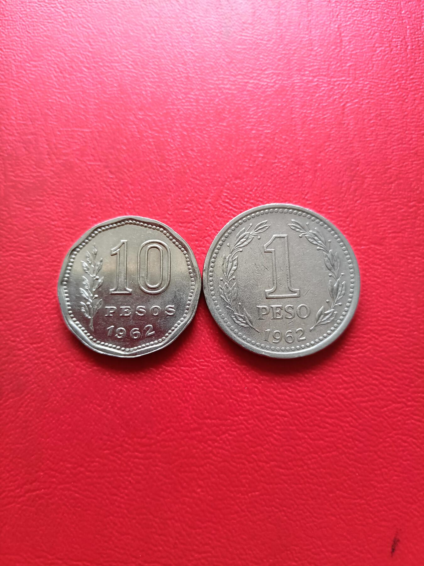 【云涧收藏】第三十九场 阿根廷1962年1、10比索2枚