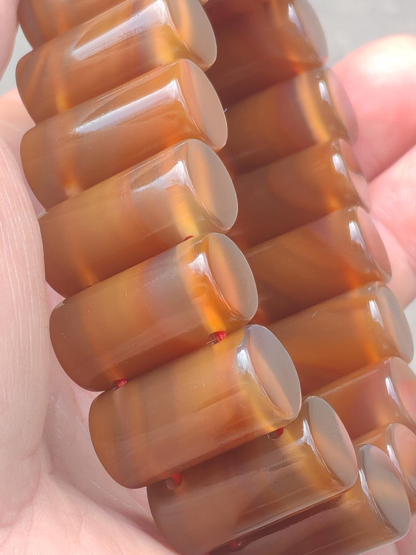 ❤️精品缠丝玛瑙手排手串(35069)单颗尺寸24*13mm18颗重量137.35g