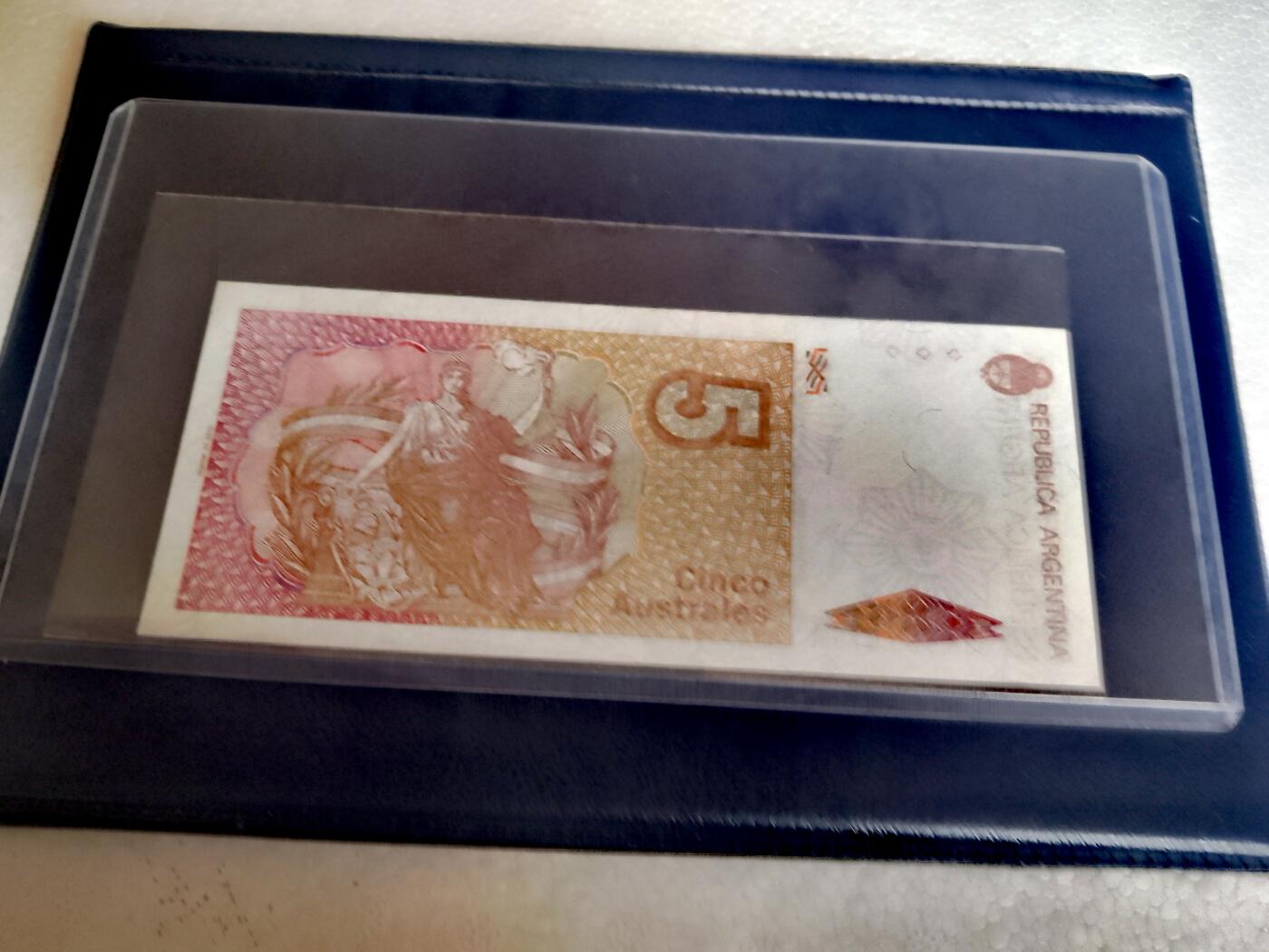 阿根廷1987年5奥斯特拉尔靓品纸币一对