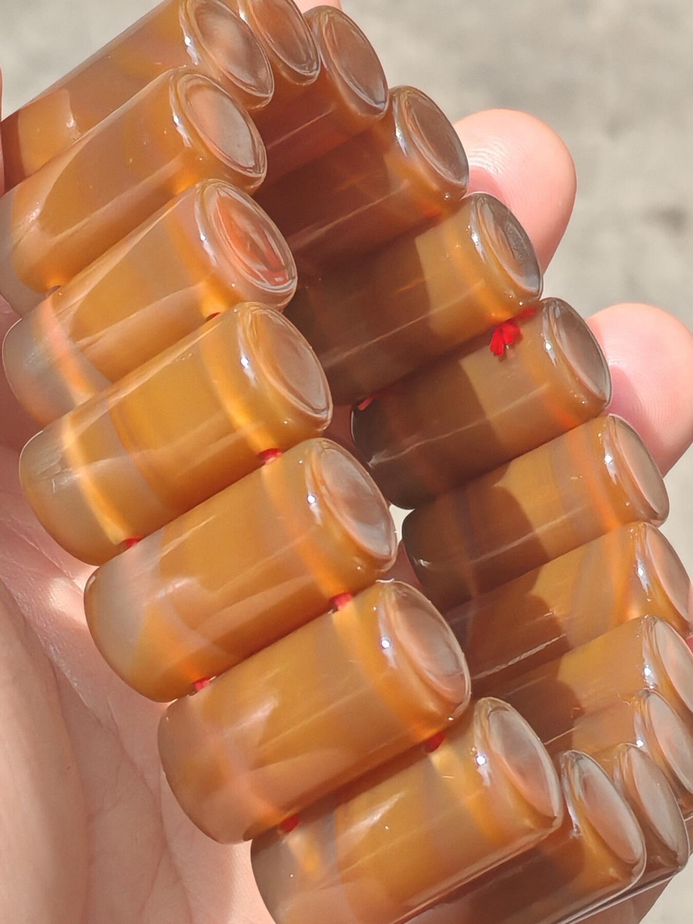 ❤️精品缠丝玛瑙手排手串(35069)单颗尺寸24*13mm18颗重量137.35g