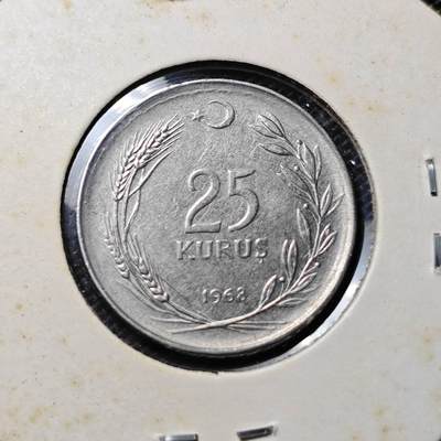 KK钱币收藏小铺 第303期 2月预留时间 周末发货 - 1968 土耳其25库鲁