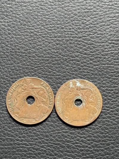 桂P钱币文化工作室拍卖第四十期 - 法属印支1920年百分之一铜币，两种不同版，无字版少见