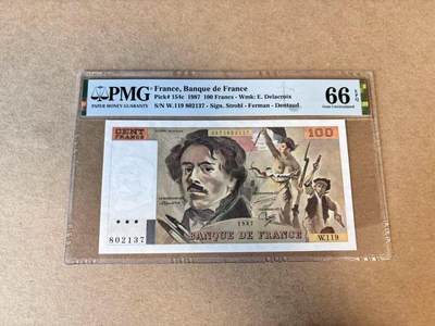 【Blue Auction】第685期——法国纸币专场Part I (1962-2000) - 【p154c】法国 1987年100法郎 自由引导人民 PMG66EPQ