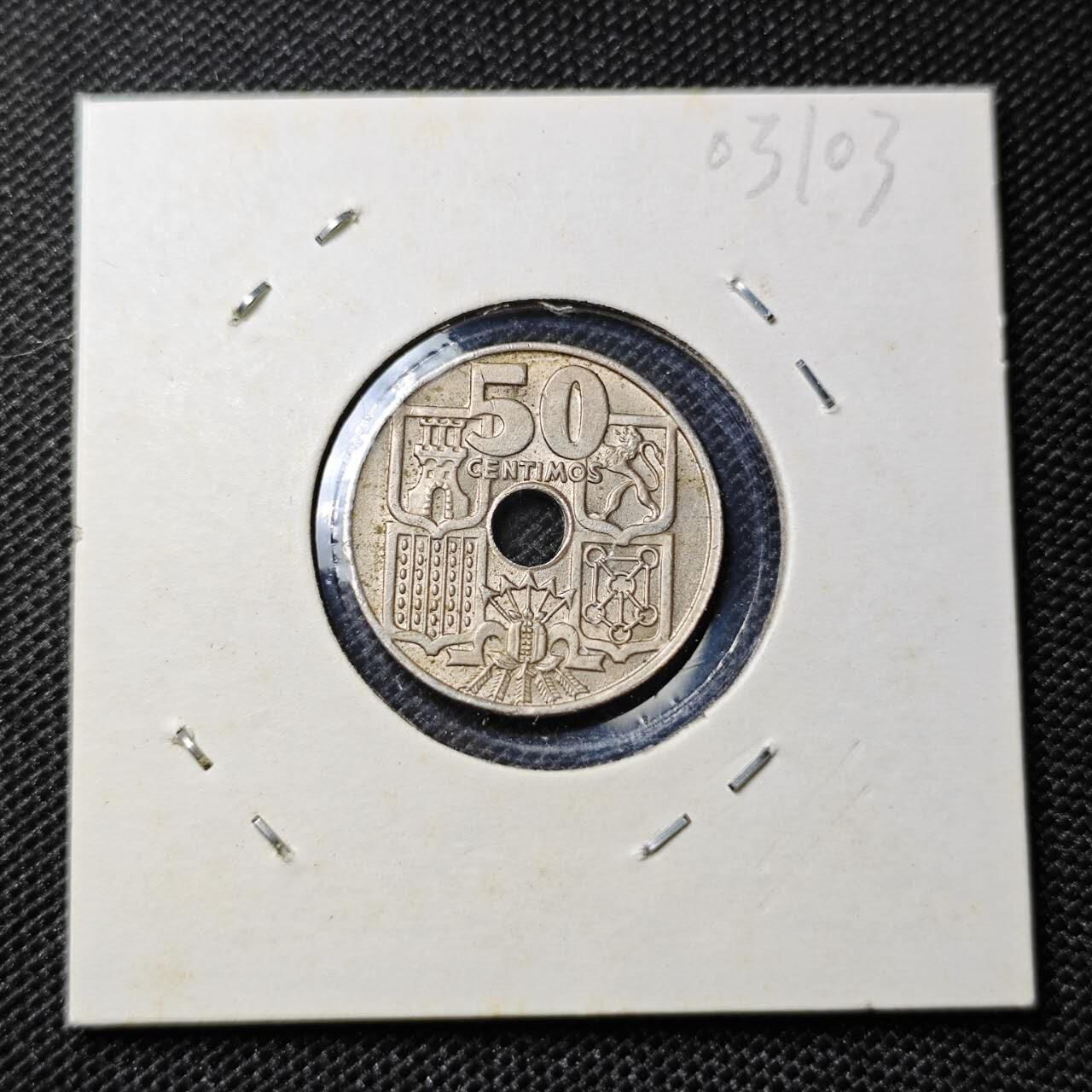 KK钱币收藏小铺 第303期 2月预留时间 周末发货 1949西班牙50分 