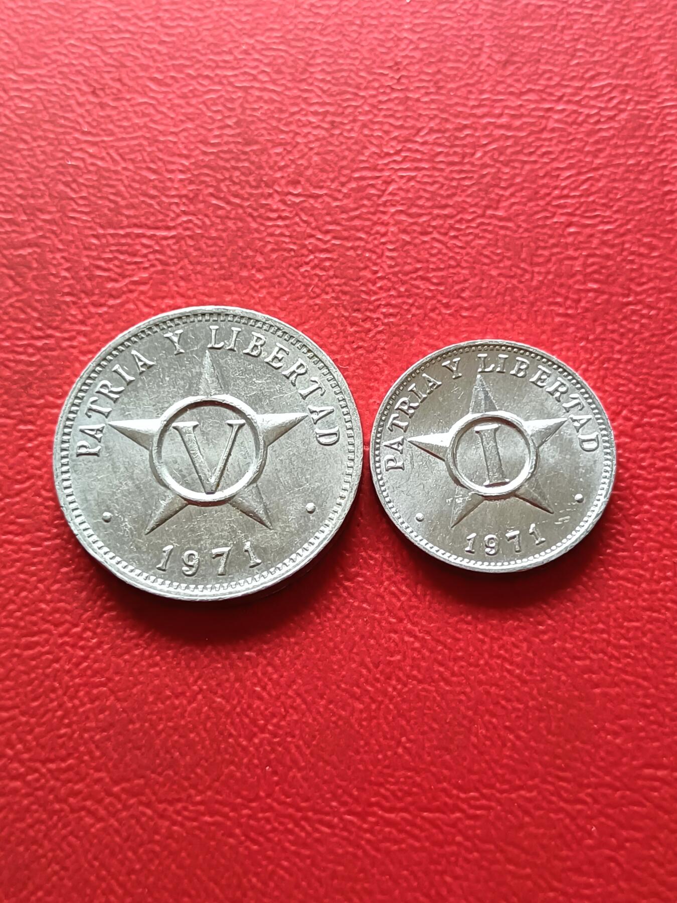 【云涧收藏】第三十九场 古巴1971年1分，5分2枚，UNC，5分少见