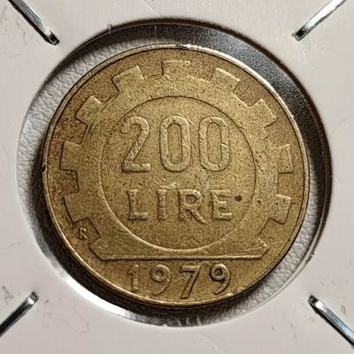 泉币菌-第44场-各国钱币 - 意大利1979年200里拉 丰收女神 齿轮 铝青铜币 外国硬币 24mm 