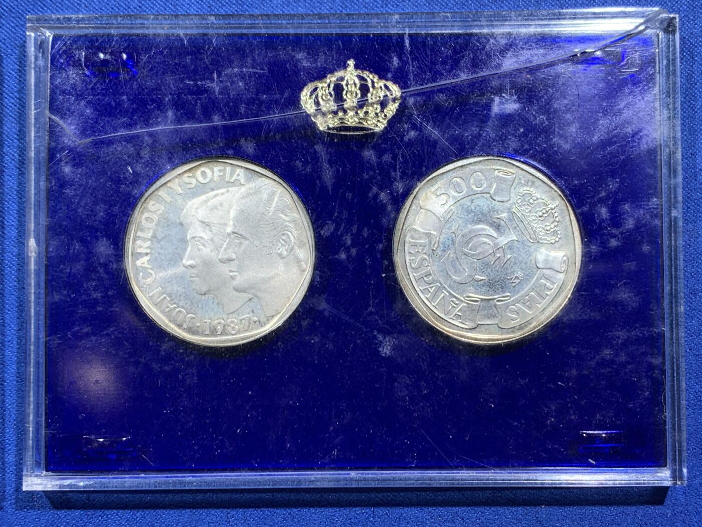 《竞宝斋》第396场 周日，周一，2场连拍 （全场包邮） 六枚一组 西班牙1987年试铸币和章 其中两枚是银制 带证书 原包装很少见