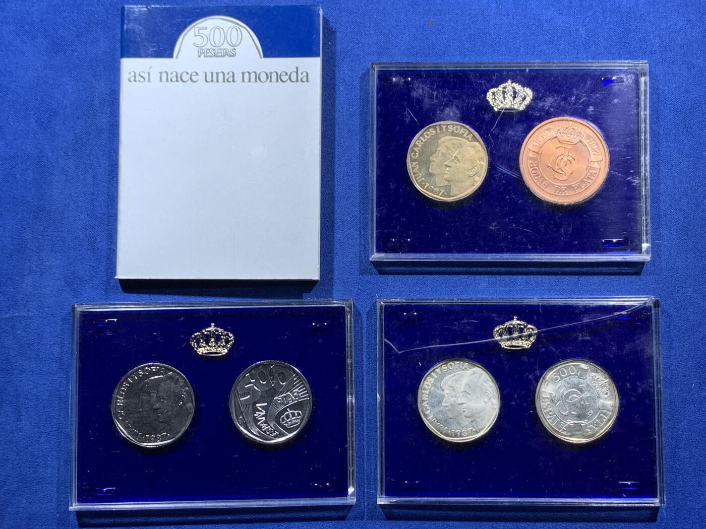 《竞宝斋》第396场 周日，周一，2场连拍 （全场包邮） 六枚一组 西班牙1987年试铸币和章 其中两枚是银制 带证书 原包装很少见