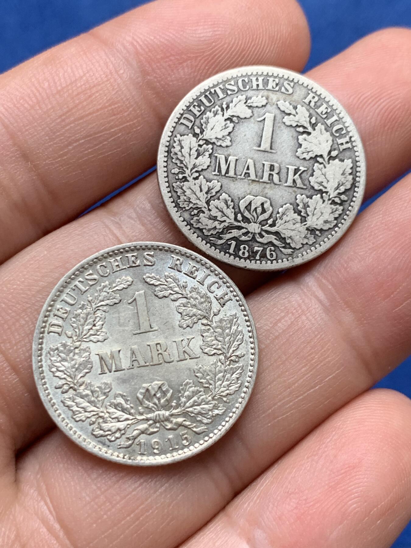 《竞宝斋》第396场 周日，周一，2场连拍 （全场包邮） 两枚一组 德国1马克银币