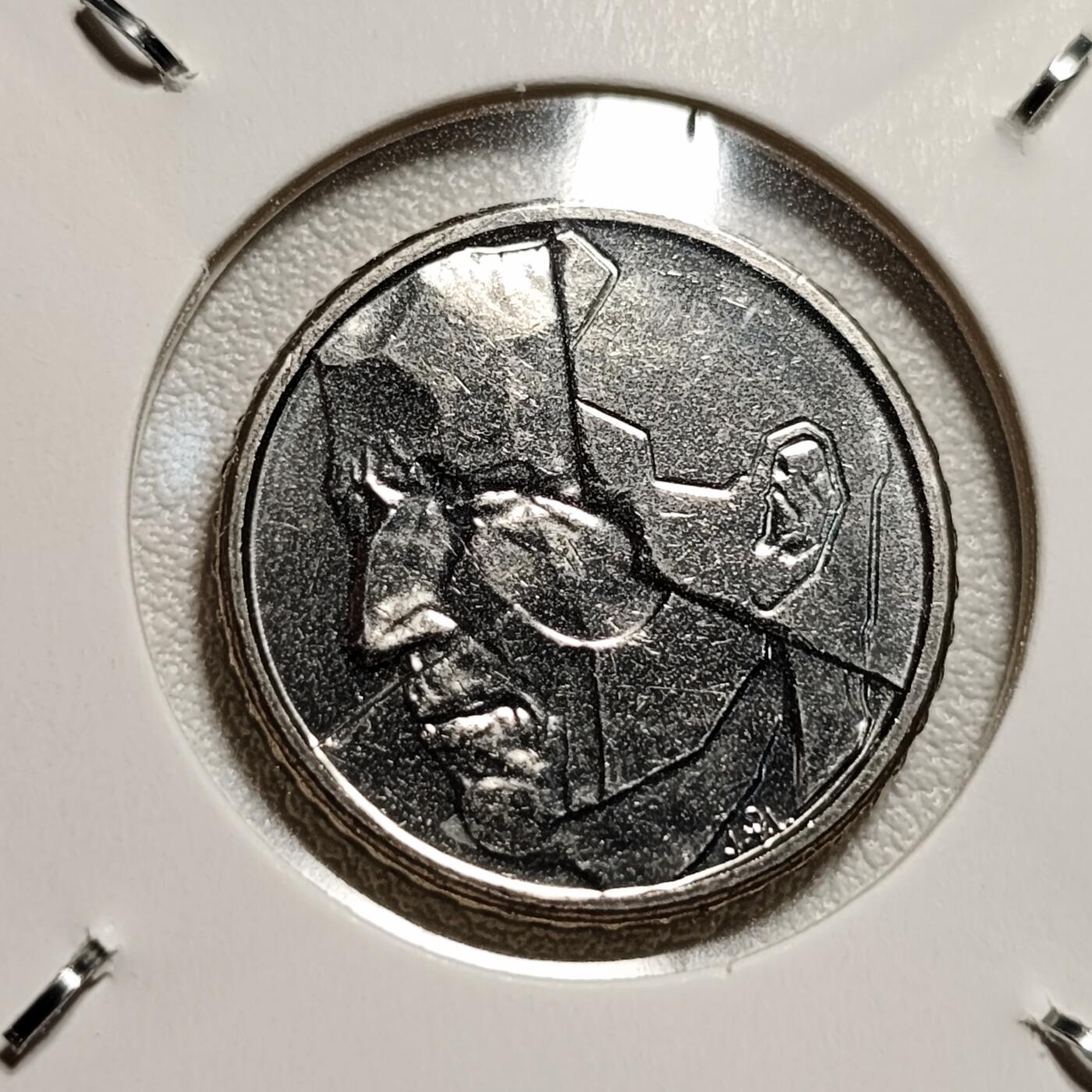 泉币菌-第44场-各国钱币 比利时 1987年 50法朗 博杜安一世  镍币23mm