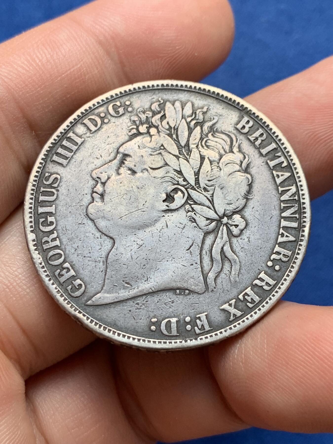 《竞宝斋》第396场 周日，周一，2场连拍 （全场包邮） 英国1821年乔治四世马剑银币