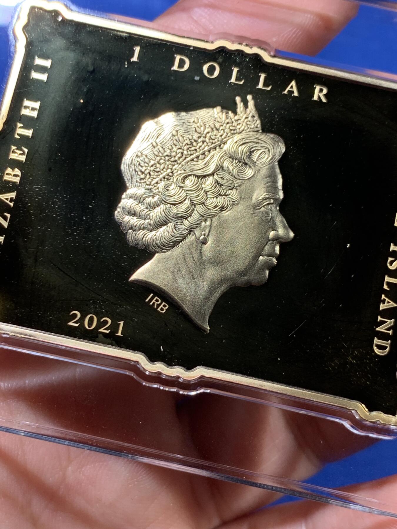 《竞宝斋》第396场 周日，周一，2场连拍 （全场包邮） 2021纽埃世界名画系列神奈川冲浪里，带盒，发行量2000