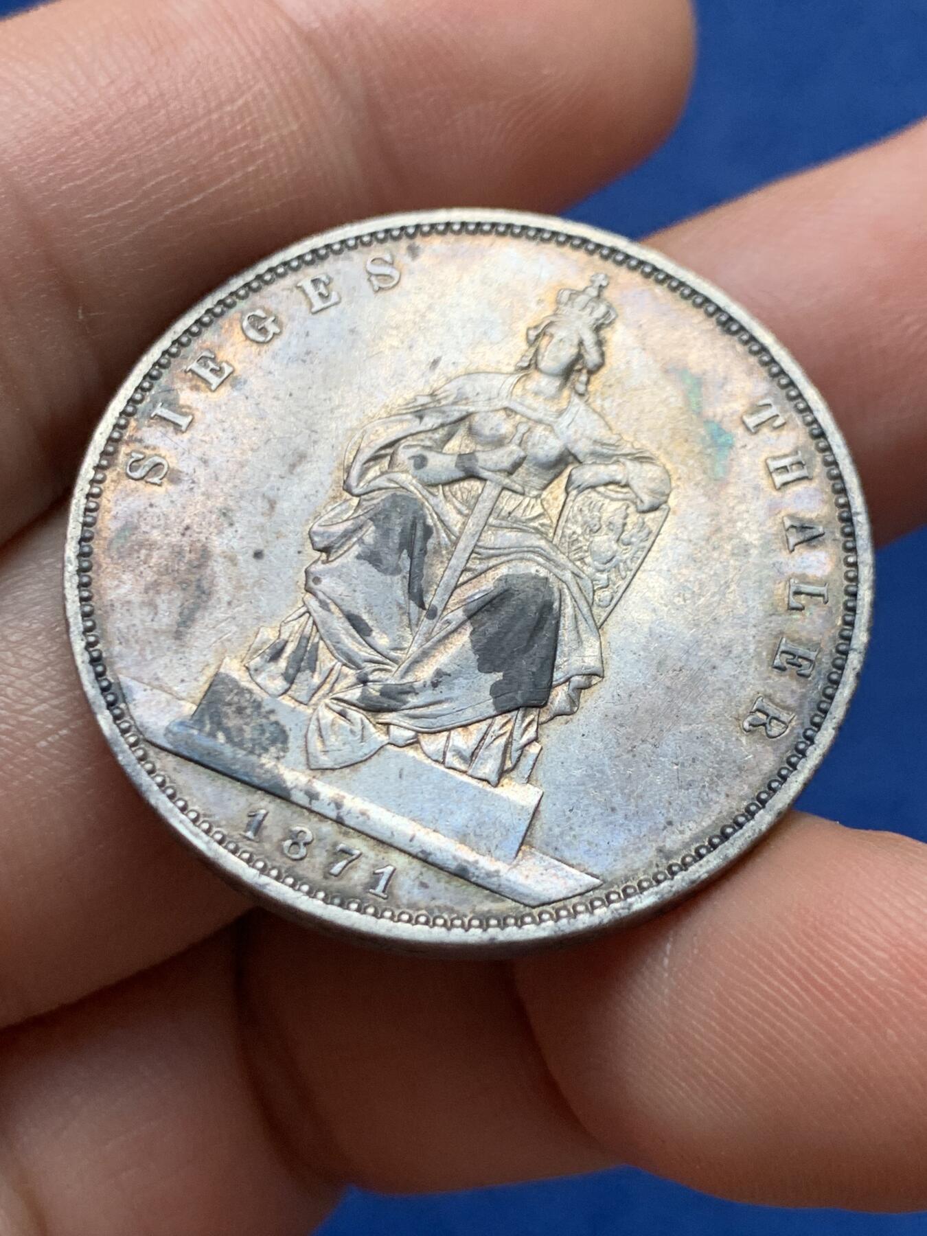 《竞宝斋》第396场 周日，周一，2场连拍 （全场包邮） 德国1871A普鲁士普法战争胜利泰勒银币 细节见图