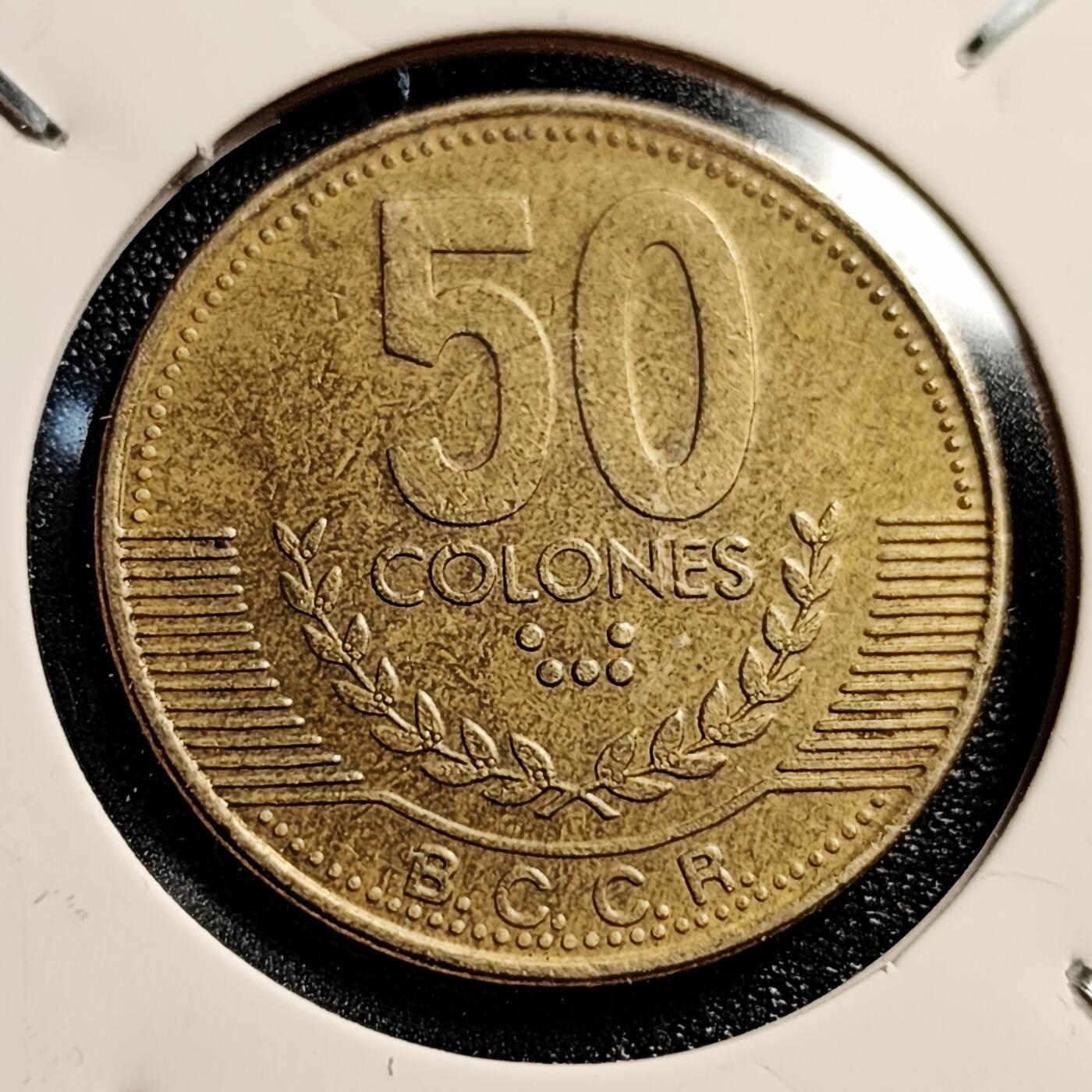 泉币菌-第45场-周末精品福利场 哥斯达黎加 50科朗铜币 27.4mm 