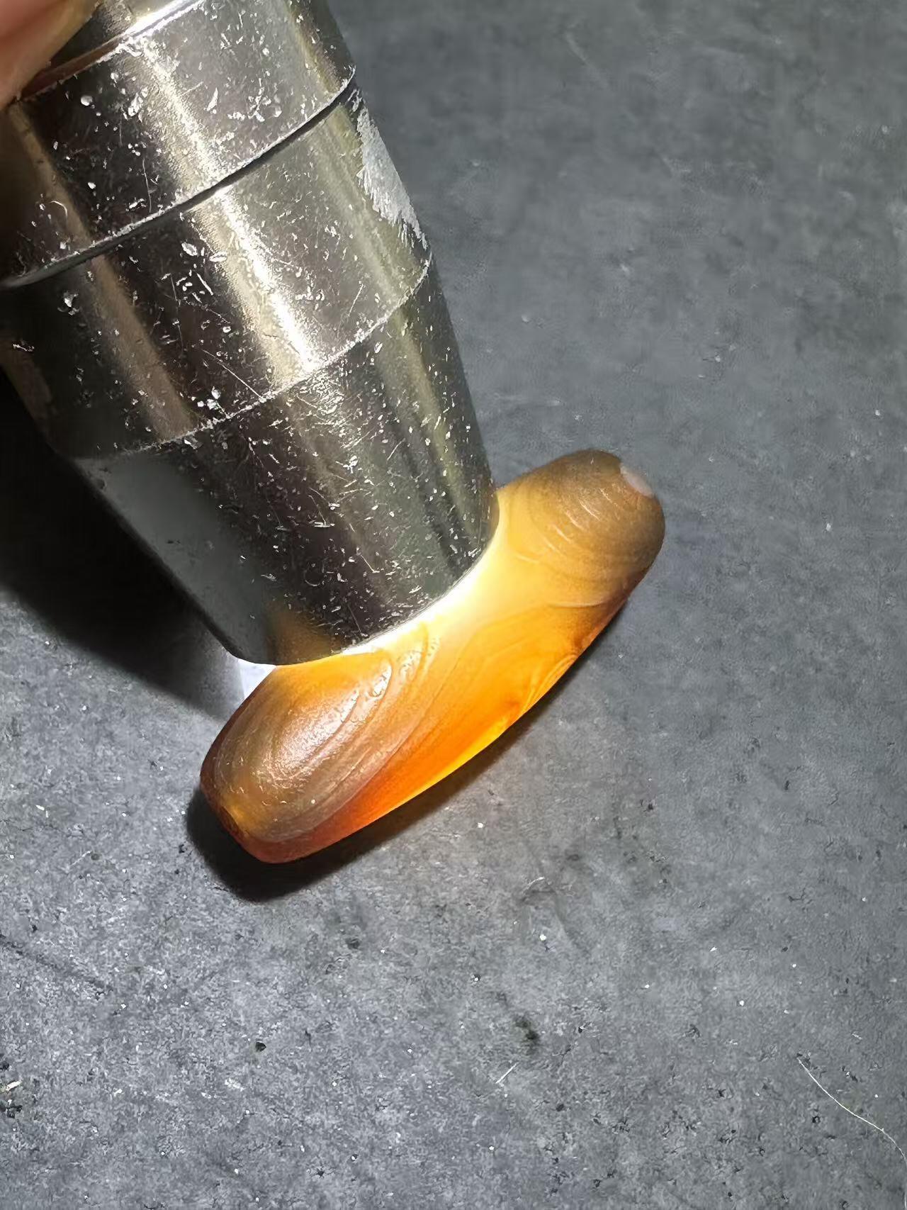 精美高玉化风化纹天眼缠丝玛瑙桶珠一颗