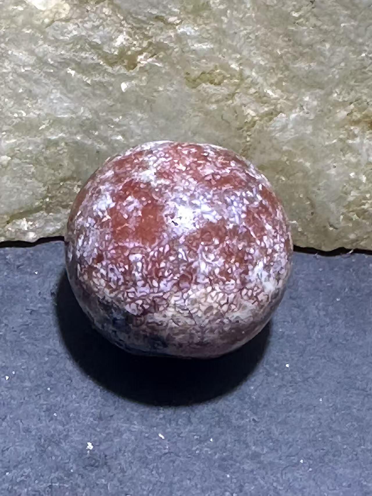 高玉化奶油皮风化纹玛瑙苹果珠一颗 随形老料玛瑙温润如脂孤