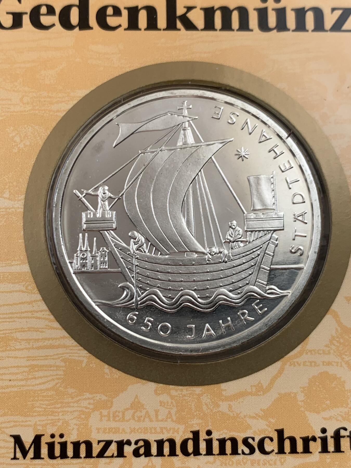 《竞宝斋》第397场 周日，周一，2场连拍 （全场包邮） 德国2006年邮币封 含一枚汉萨同盟650周年纪念10欧元银币 925银 18克